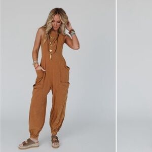 NWT Washed Cargo Jumpsuit